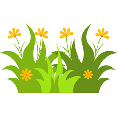 Grass Border Element with Cute Cartoon Design. Vector Illustration.