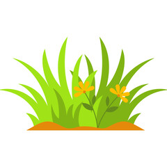 Grass Border Element with Cute Cartoon Design. Vector Illustration.
