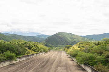 Betania Reservoir scenic view, Aerial view of Betania Dam, Magdalena River flowing through Betania Reservoir. High quality photo