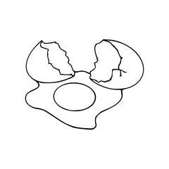 cracked egg outline vector illustration