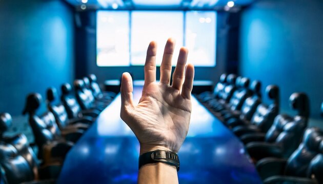 A confident speaker captivates the audience.  