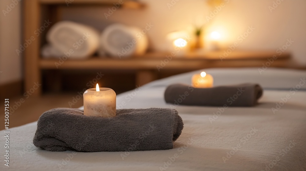 Aufkleber spa treatment with candles and towels in a calming and peaceful environment for relaxation : generat