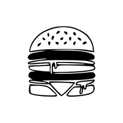 simple burger line art drawing