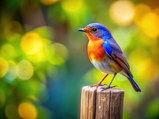 A feathered friend perched on a rustic fence post, a captivating wildlife scene across the seasons.