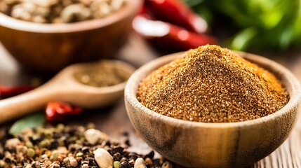 Vibrant Selection of Spices in Bowls with Natural Ingredients for Cooking : Generative AI