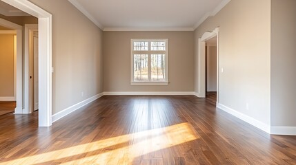 Obraz premium Spacious and Bright Living Room with Large Windows and Beautiful Wooden Floor : Generative AI