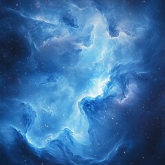 Fototapeta premium Celestial Nebula Swirling Blue Cosmic Cloudscape