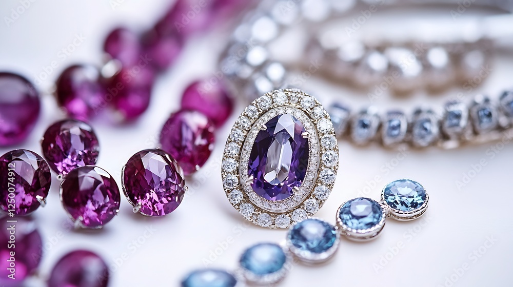 Poster stunning display of colorful gems and jewelry with a luxurious feel : generative ai