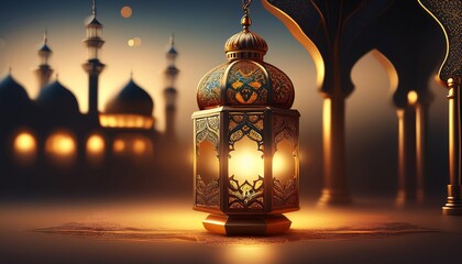 Islamic greeting Eid Mubarak cards for Muslim Holidays. Eid festival celebration. Arabic Ramadan Lantern . Decoration lamp