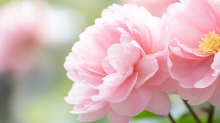 Fototapeta premium Delicate Pink Peony Blossoms in Soft Focus for Romantic Floral Background : Generative AI
