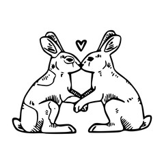 hand drawn of a couple of rabbit