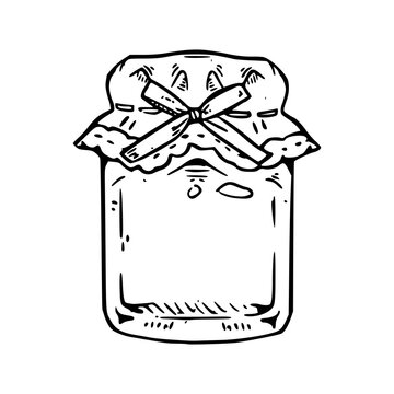 recommend clip art: a black and white hand drawn of a jar of pickles
