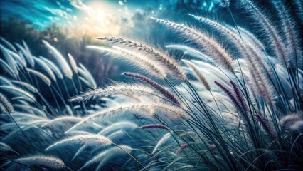 Black and white fountain grass blends with windswept grasses in an abstract, double-exposure nature photograph.