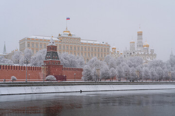 Grand Kremlin Palace, the Annunciation Tower and the ensemble of the Kremlin Cathedral Square from...