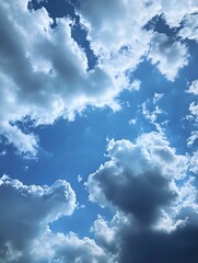 Fototapeta premium Vibrant blue sky with fluffy clouds creating an ideal backdrop for outdoor activities : Generative AI