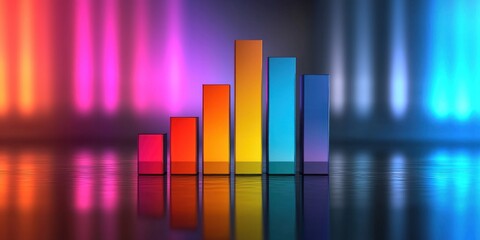 Modern bar graph with vibrant colors and realistic depth shadows
