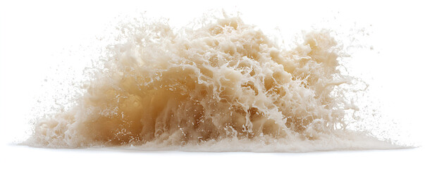 Realistic photograph of a rough sea, white background, realism, high detail. 