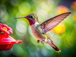 Fototapeta premium Close-up hummingbird portrait: minimalist beauty.