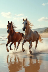 Obraz premium horse on the beach