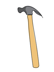 Hammer in a continuous line pattern on a white background