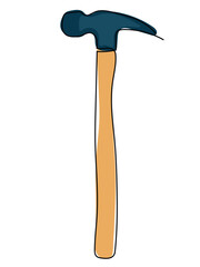 Hammer in a continuous line pattern on a white background