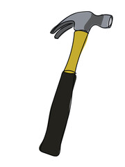 Hammer in a continuous line pattern on a white background