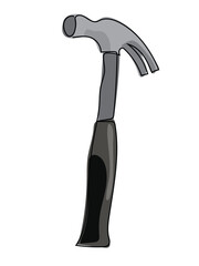 Hammer in a continuous line pattern on a white background