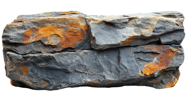 A close-up of a textured rock showcasing shades of gray and orange. This natural element represents the beauty of geology and outdoor landscapes.