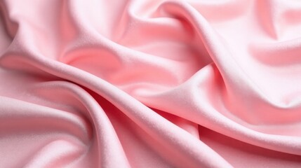 Obraz premium Soft Pink Silk Fabric Draped in Elegant Folds and Gentle Curves, a Luxurious Textured Background for Design Projects