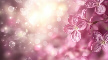A close-up of blooming lilacs, soft blurred bokeh background creating space for design.