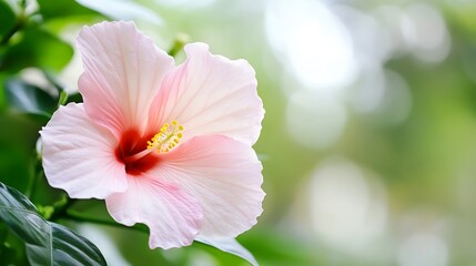 Fototapeta premium Beautiful Hibiscus Flower Blooming with Soft Background for Floral and Nature Themes : Generative AI