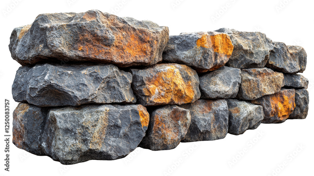 Aufkleber a close-up view of a sturdy stone wall made of large, textured rocks showcasing a blend of gray and 