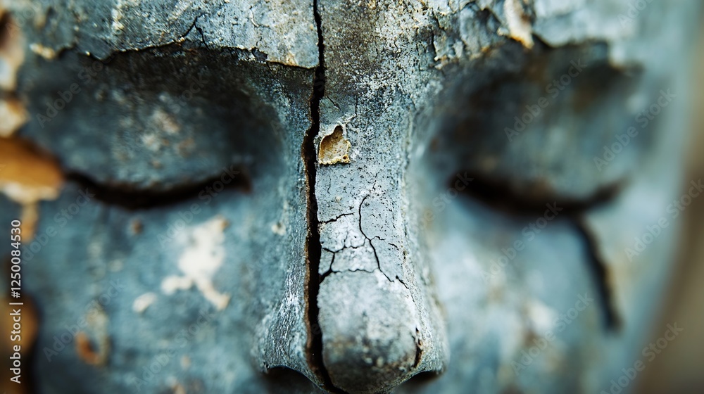 Poster close up of a weathered statue of a serene buddha reflecting peace and tranquility : generative ai