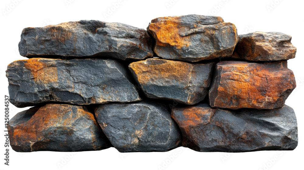 Aufkleber a close-up view of stacked rocks showcasing a mix of dark and rusty brown colors, perfect for backgr