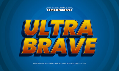 ultra brave editable text effect with a hero and power text style
