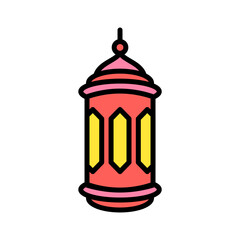 Outline design of a classic Arabic lantern with vibrant details, symbolizing Islam, Ramadhan, and Eid Fitri celebrations.