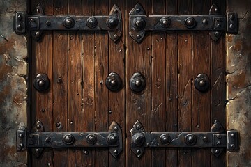 Ancient Wooden Gate: A Medieval Masterpiece