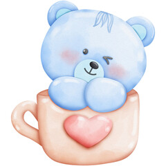 Blue teddy bear Valentines Set