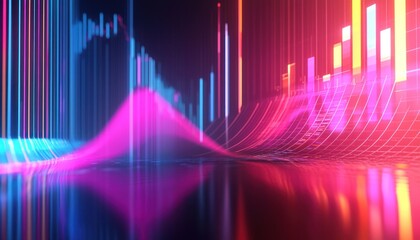 Modernized financial growth line graphs in rich vibrant colors