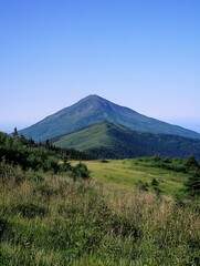 Fototapeta premium Scenic Mountain Peak Surrounded by Lush Greenery : Generative AI