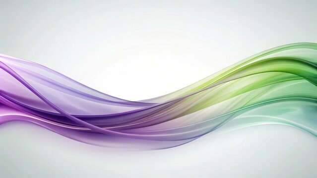 Silky green and purple gradient flowing gently across a minimalist white background, evoking feelings of calmness and serenity in a peaceful environment , minimalism, gentle gradients