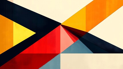 Abstract geometric shapes intersect dynamically warm color palette. AI Generated