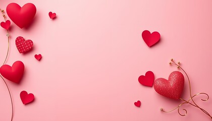 Romantic Valentine's Day background with soft pink and red paper texture
