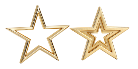Golden five-pointed star on white, prestigious recognition symbol, Cut Out