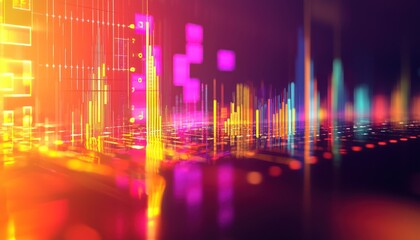 Modernized financial growth line graphs in rich vibrant colors