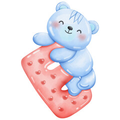 Blue teddy bear Valentines Set
