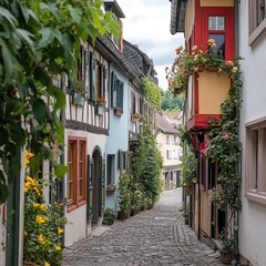 Charming Cobblestone Street in a European Village