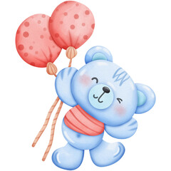 Blue teddy bear Valentines Set