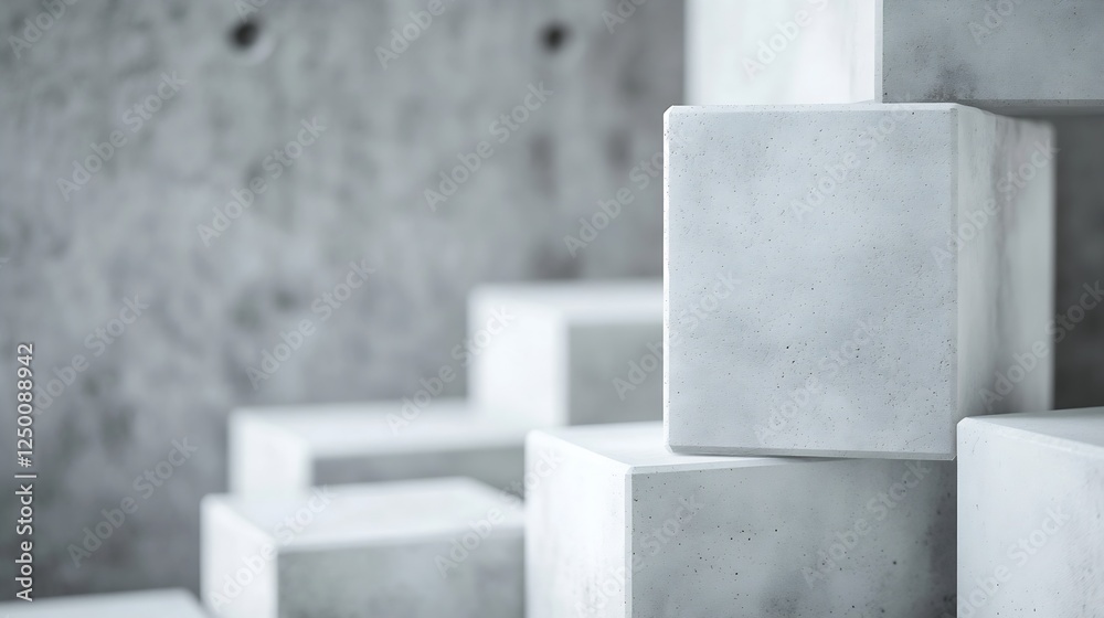 Aufkleber contemporary concrete blocks abstract design with smooth textures and lines : generative ai