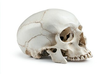 Human skull profile on white background. AI image
